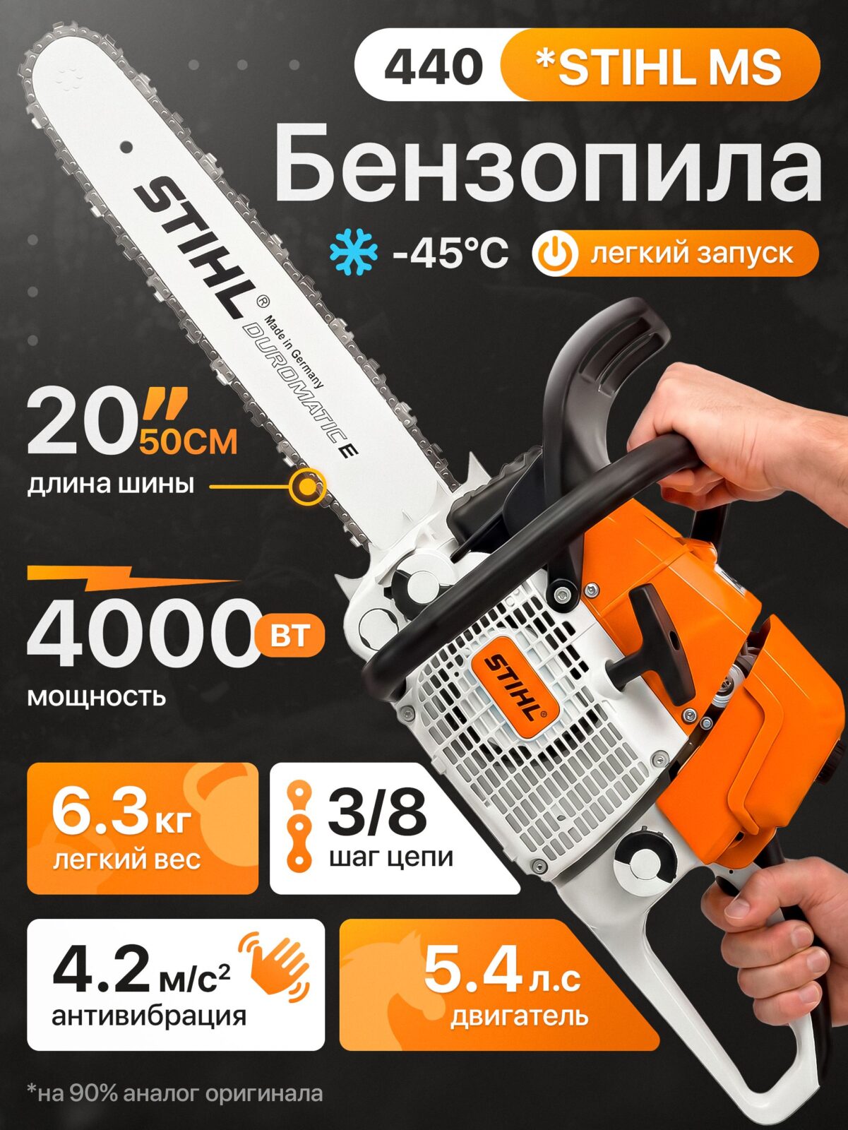11880003539 Бензопила цепная бензиновая STIHL MS 440 штиль — изображение 1