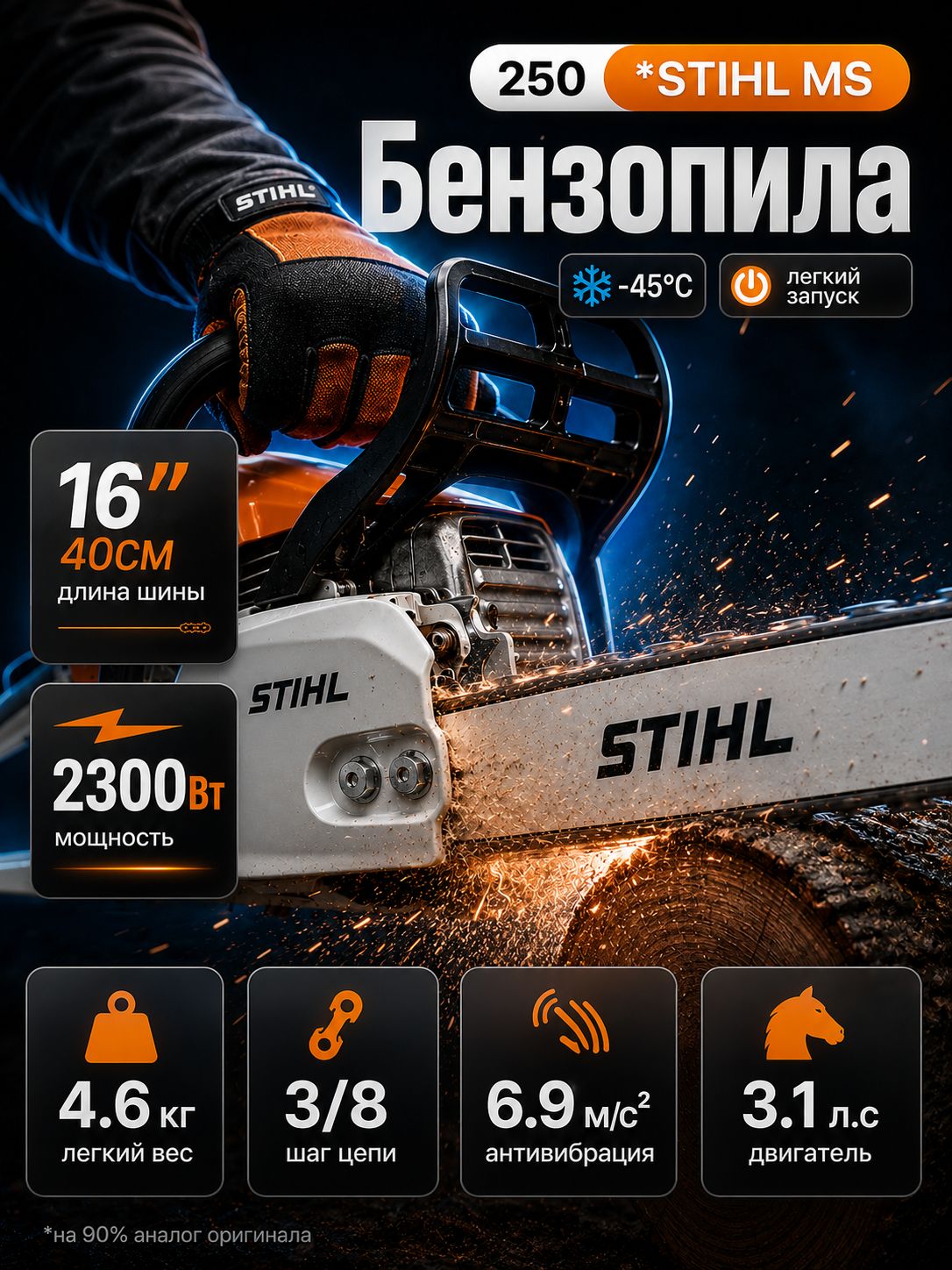 12355953605 Бензопила цепная бензиновая STIHL MS 250 штиль — изображение 1